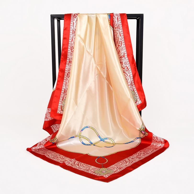 [BYSIFA] Autumn Winter Ladies Scarves New Accessories Women Large Silk Square Scarves New Wine Red Paisley Muslim Islamic Scarf