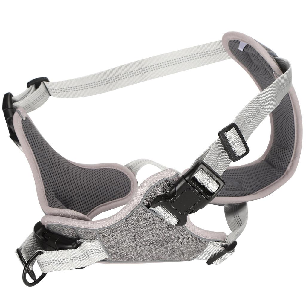 Adjustable No Pull Harness Reflective Chest and Back Vest Harness for Medium and Large Dogs Grey
