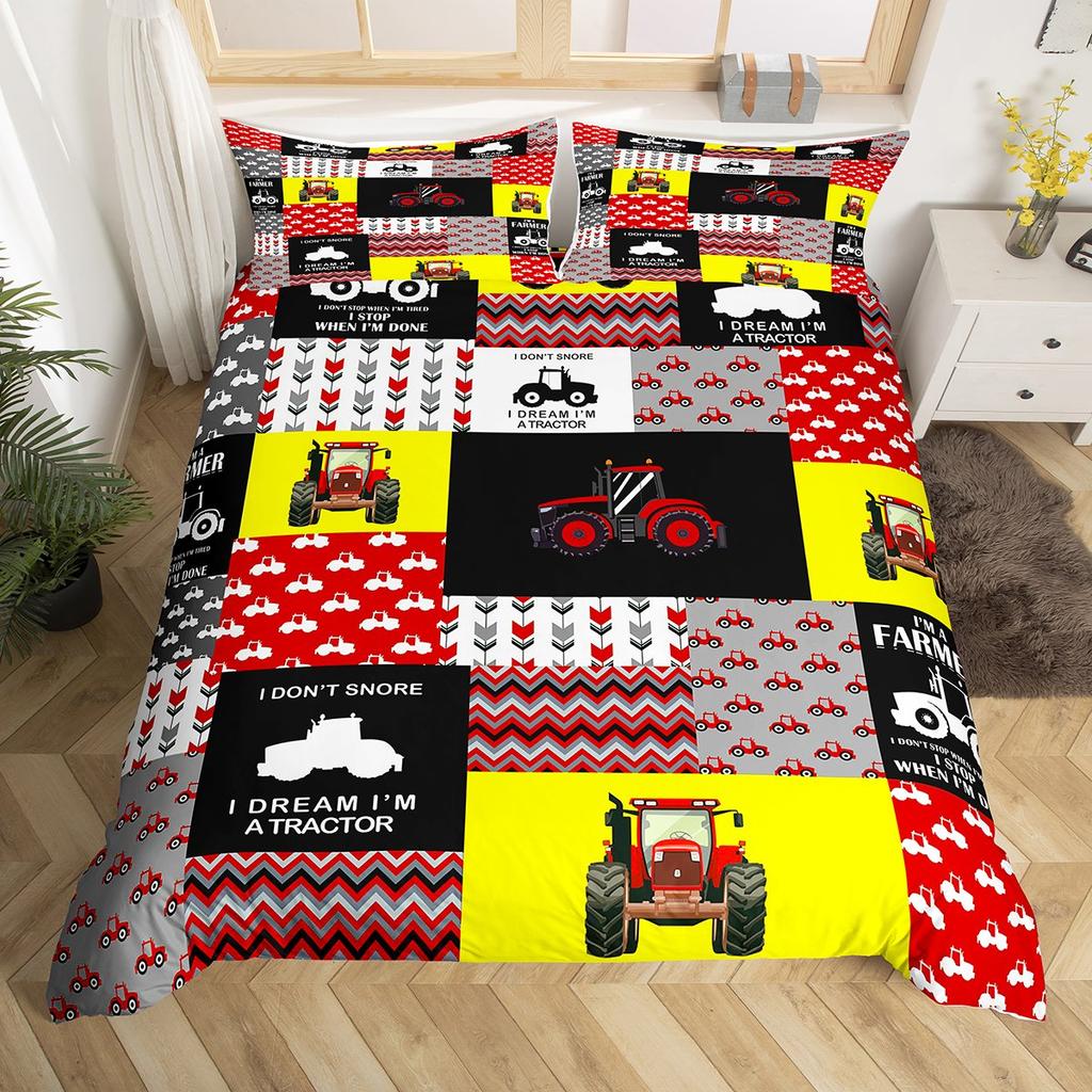 Comforter Homewish Tractor Machinery Truck Yellow Construction Vehicle Bedding Setteens Boys Girls Bed Set