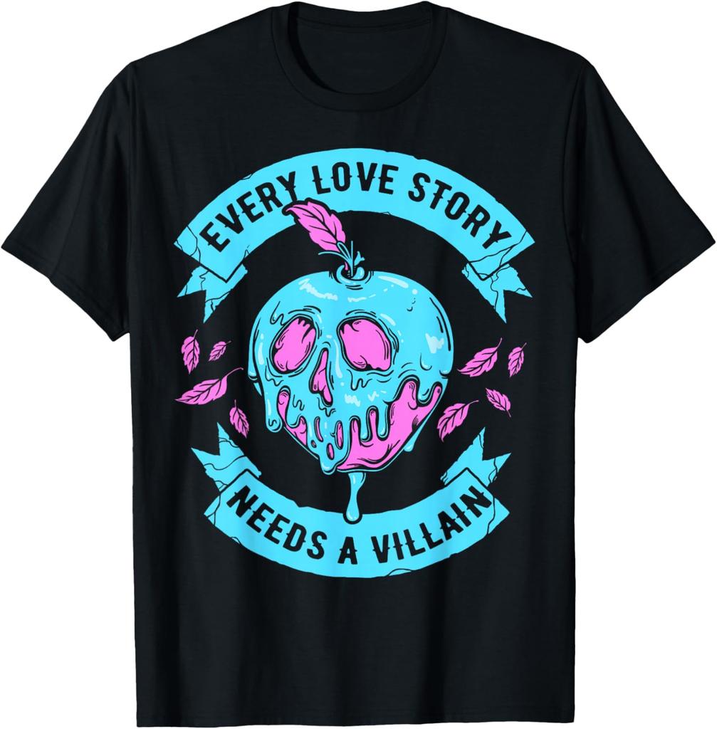 Hot Fashion Disney Villains Valentine's Day Love Story Apple Logo T-Shirt S-4XL Four Seasons Gift