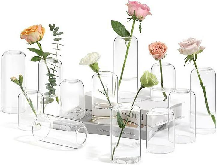 Cylindrical Glass Flower Vase for Wedding and Home Décor