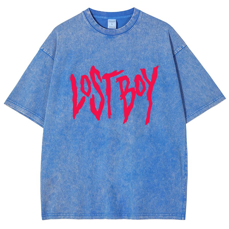 Men's Washed Vintage T-Shirts Letter Printing Street Hip Hop Retro Punk Gothic, Harajuku Casual Cotton Tshirt Short Sleeve