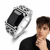 Black Zircon Men's Hip Hop Rings Adjustable Cross Ring Trend Open Ring  Daily Wear