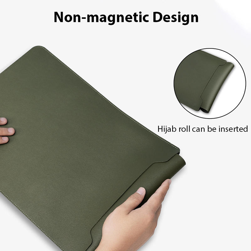 Non-Magnetic Laptop Sleeve - Compact Durable Synthetic PU Case With Rolling Function For Computer Laptop Bag