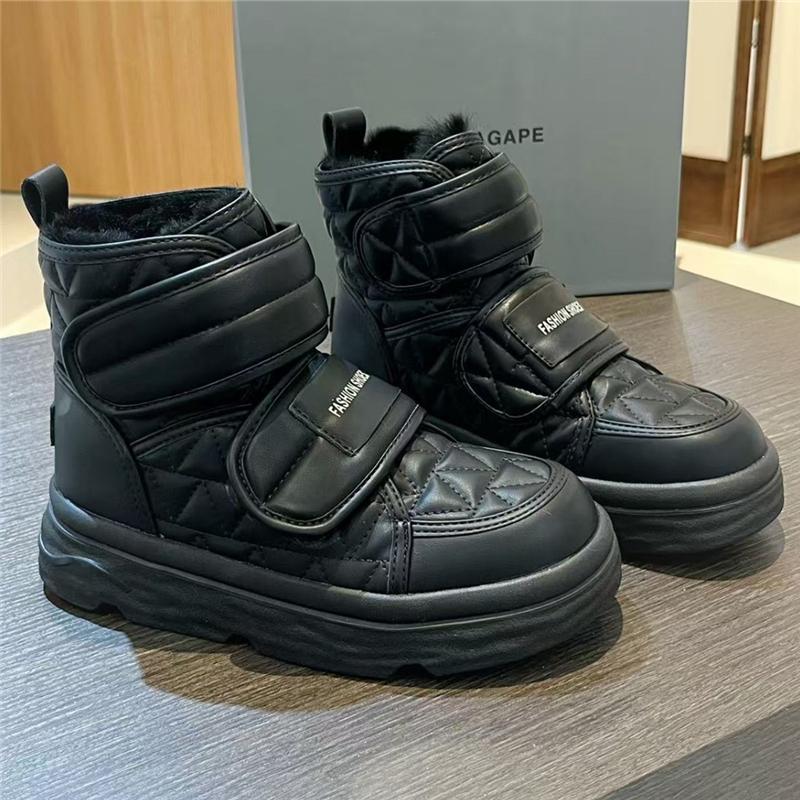 Fashion Snow Boots Women Chunky Heel Paltform All Match Casual Ankle Boots Hook Loop Flat Heel Increasing Mujer Shoes Winter New