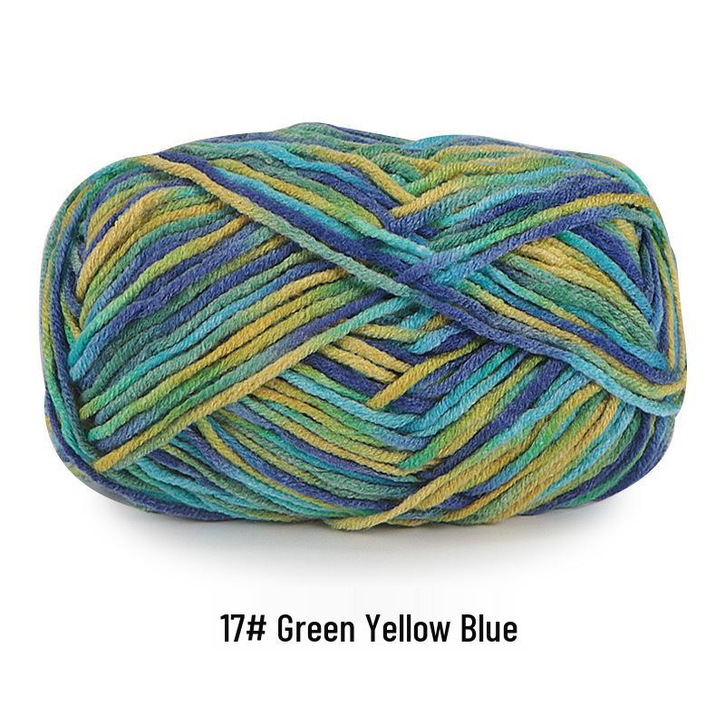 Aou Ou 5-Strand Variegated Milk Cotton Yarn Ball, Floral Medium-Thick, for Baby Scarves and Slippers.