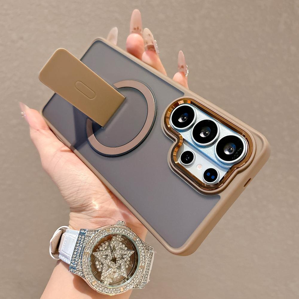 KEYSION Stoßfeste matte durchscheinende Hülle für Samsung Galaxy S26 Ultra 5G S26+ Plus Ständer Kabelloses Laden Handy-Rückseite