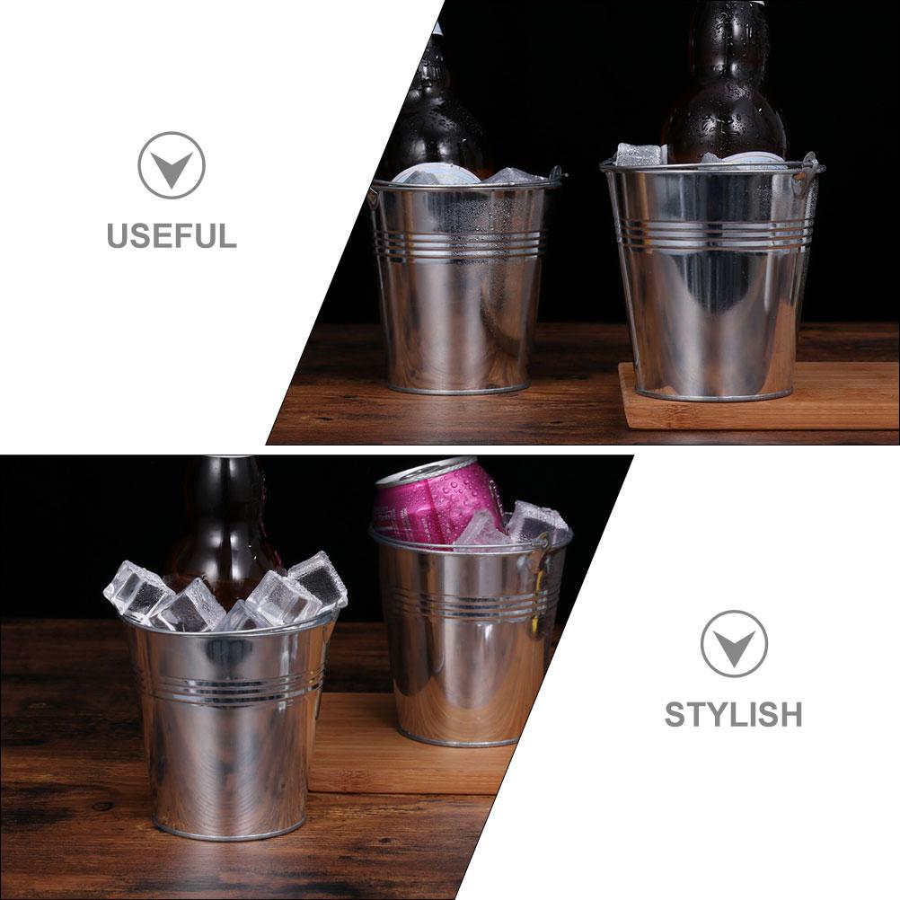 Small Iron Bucket Flower Pot Chip Baskets for Serving Ice Cubes Container Fries Fried Chicken Storage Tinplate