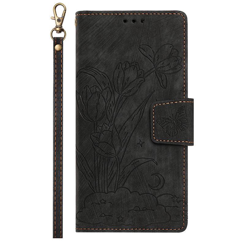 Anti-fall Embossed Leather Phone Case for Sharp AQUOS Wish 5, Fujitsu Arrows We 3, Kyocera, ZTEN