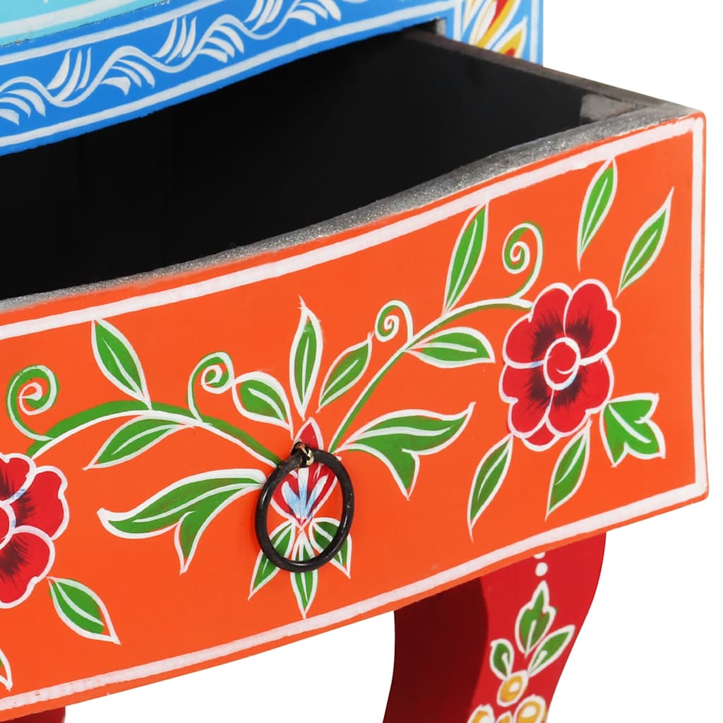 Hand Painted Nightstand 40 x 30 x 60 cm Solid Mango Wood
