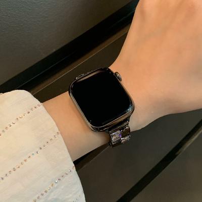 Do zegarka Apple Watch Series 10 42 mm/9 8 7 41 mm/SE (2023) SE (2022) SE 6 5 4 40mm/3 2 1 38mm Pasek Dekorowany Cyrkoniami Kostki Lodu Miedziany Pasek do Zegarka
