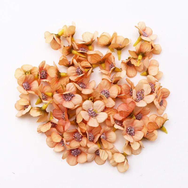 50pcs/bag Artificial Flower Heads 2cm Mini Flower DIY Garland Festival Decoration Wedding Decoration Home Ornament