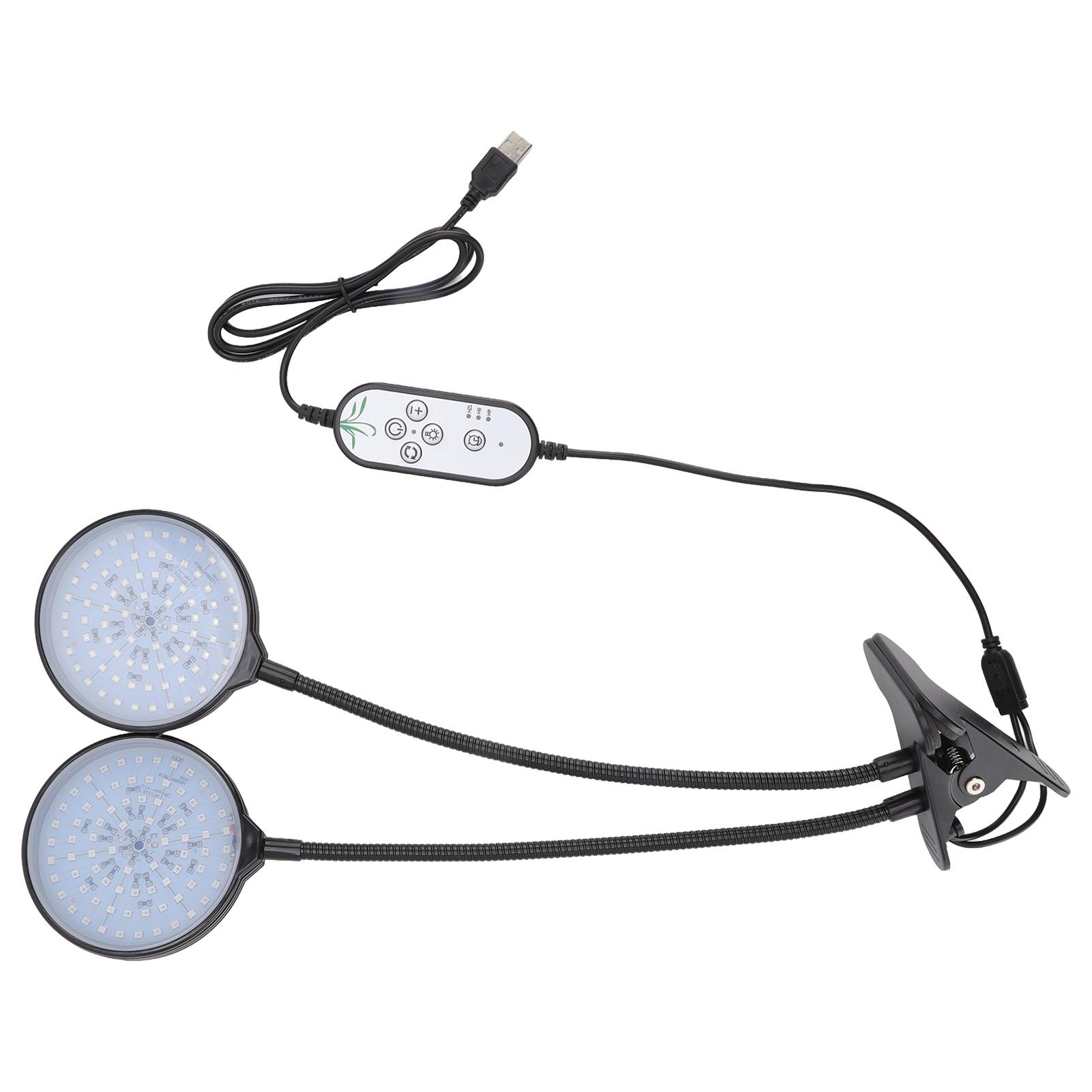 

30 Вт Светодиодные лампы для выращивания растений с двойной головкой, с клипсой, 5 уровней яркости, лампа для выращивания комнатных растений