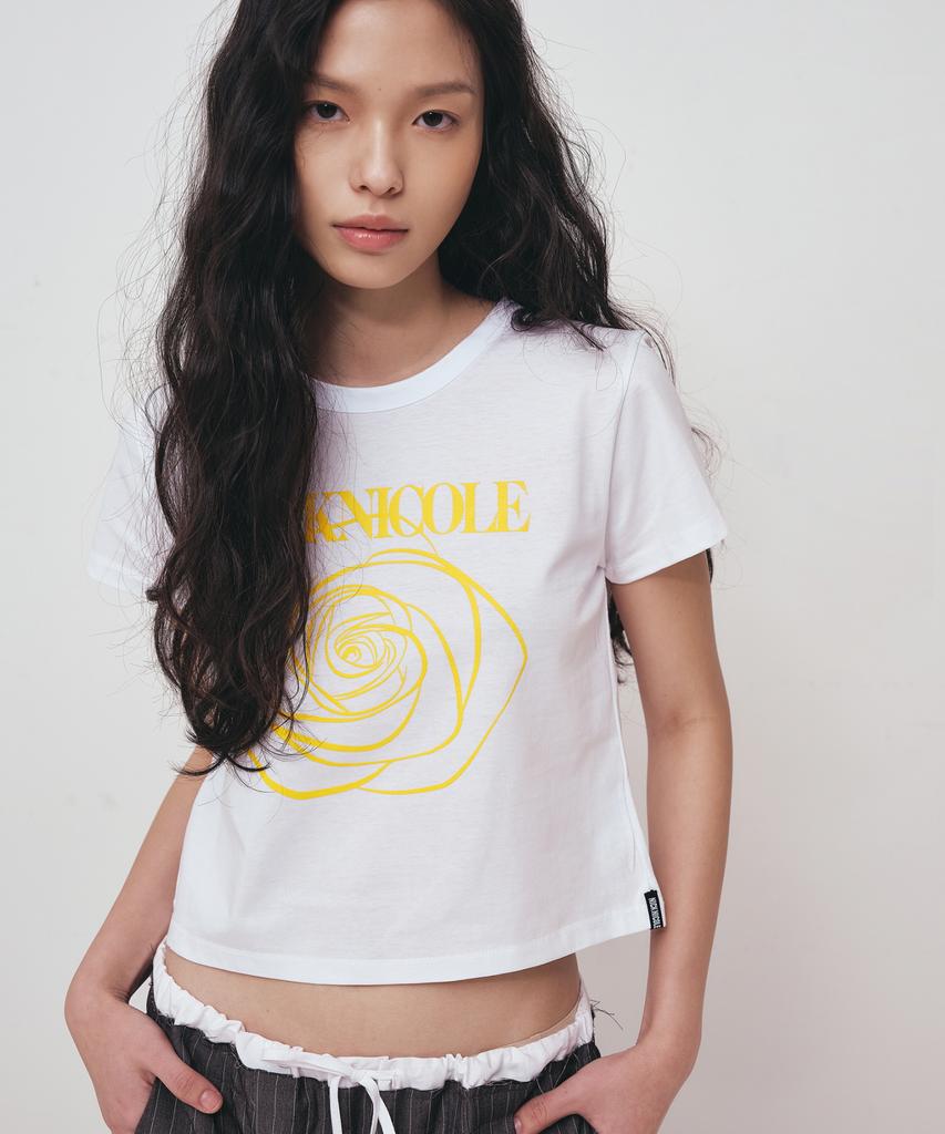 Nigaennikol Rose Signature Crop Top_White Yellow