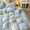 Cute Blue Heart Bedding Set Ins Nordic Embroidery Bed Sheet Set Of Four Pieces Home Luxury Duvet Cover Set For Girls