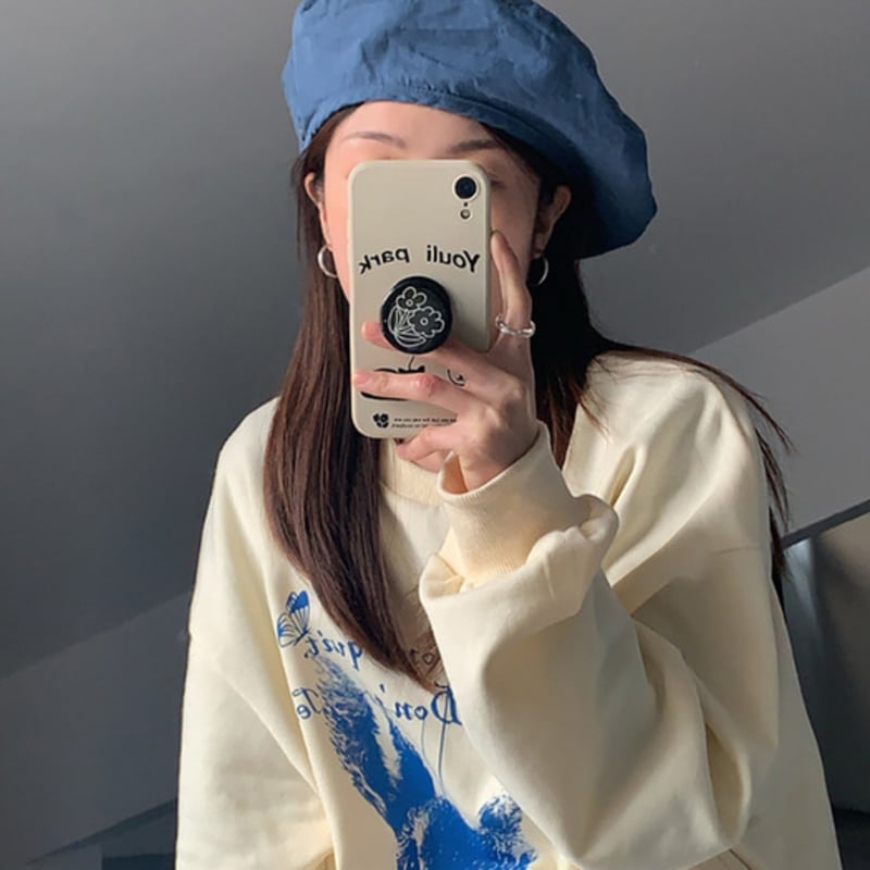 LOOKING4U On the Moment Solid Cotton Beret C4 Blue