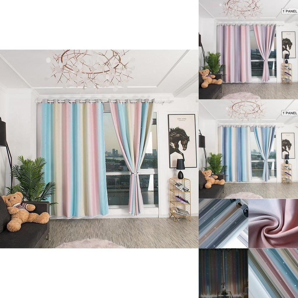 Elegant 2 Layer Stars Window Curtain Featuring Luxurious Blackout And Tulle Drapes