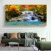 Canvas Wall Art Green Tree Canvas Painting Landscape Waterfall Wall Poster Print Picture Living Room Home Decor No Frame