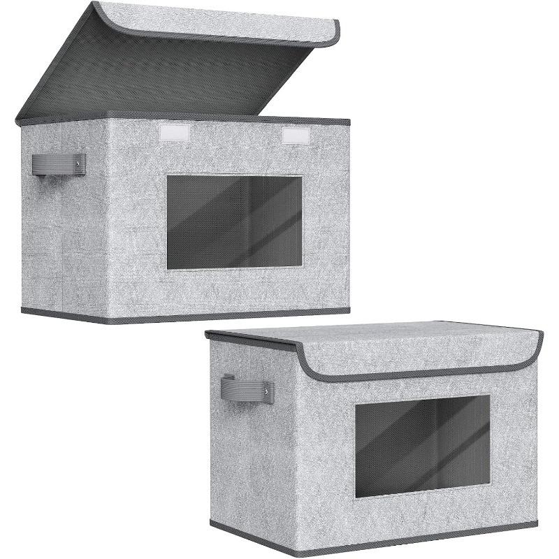 large foldable stackable storage box with lid, closet storage bag and basket suitable for home, office, bedroom