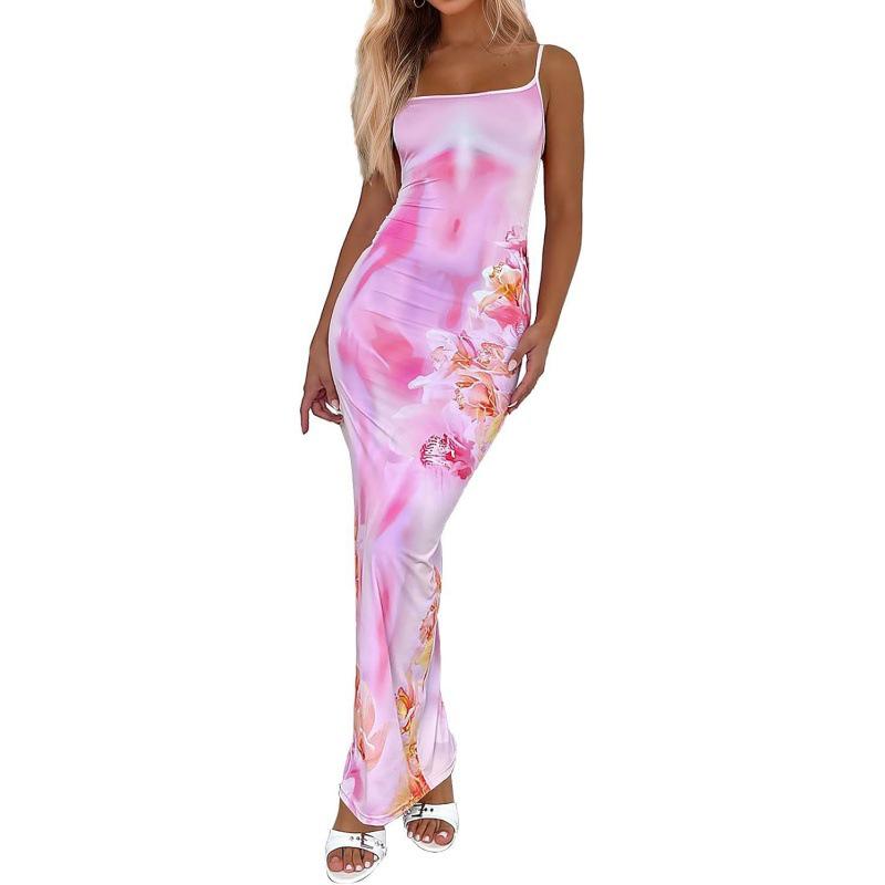 Sexy bedrucktes Spaghettiträgerkleid im europäischen und amerikanischen Stil - Heißer Verkauf im Frühling/Sommer