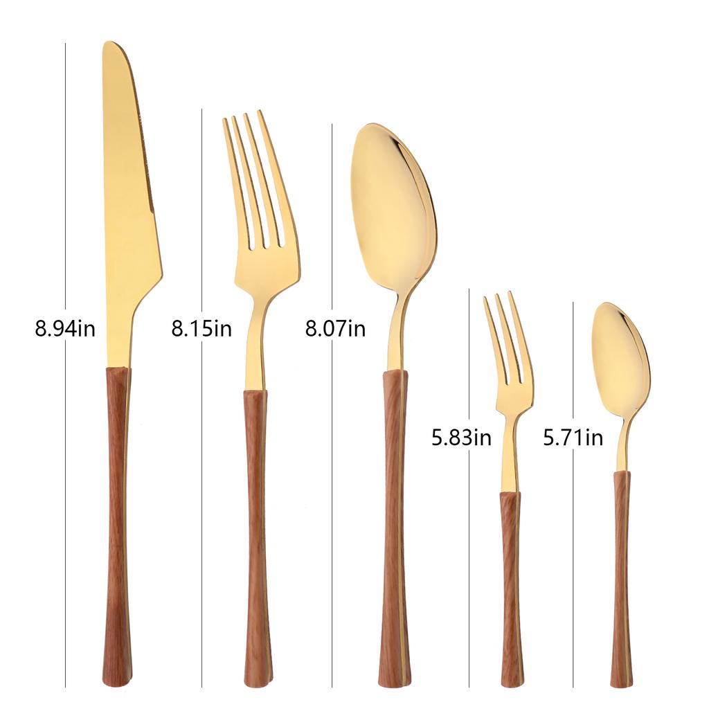 Tableware Dinnerware Set Stainless Steel Knives Forks Spoons with Wood Grain Effect Handle Kitchen Cutlery Flatware Dinner Set