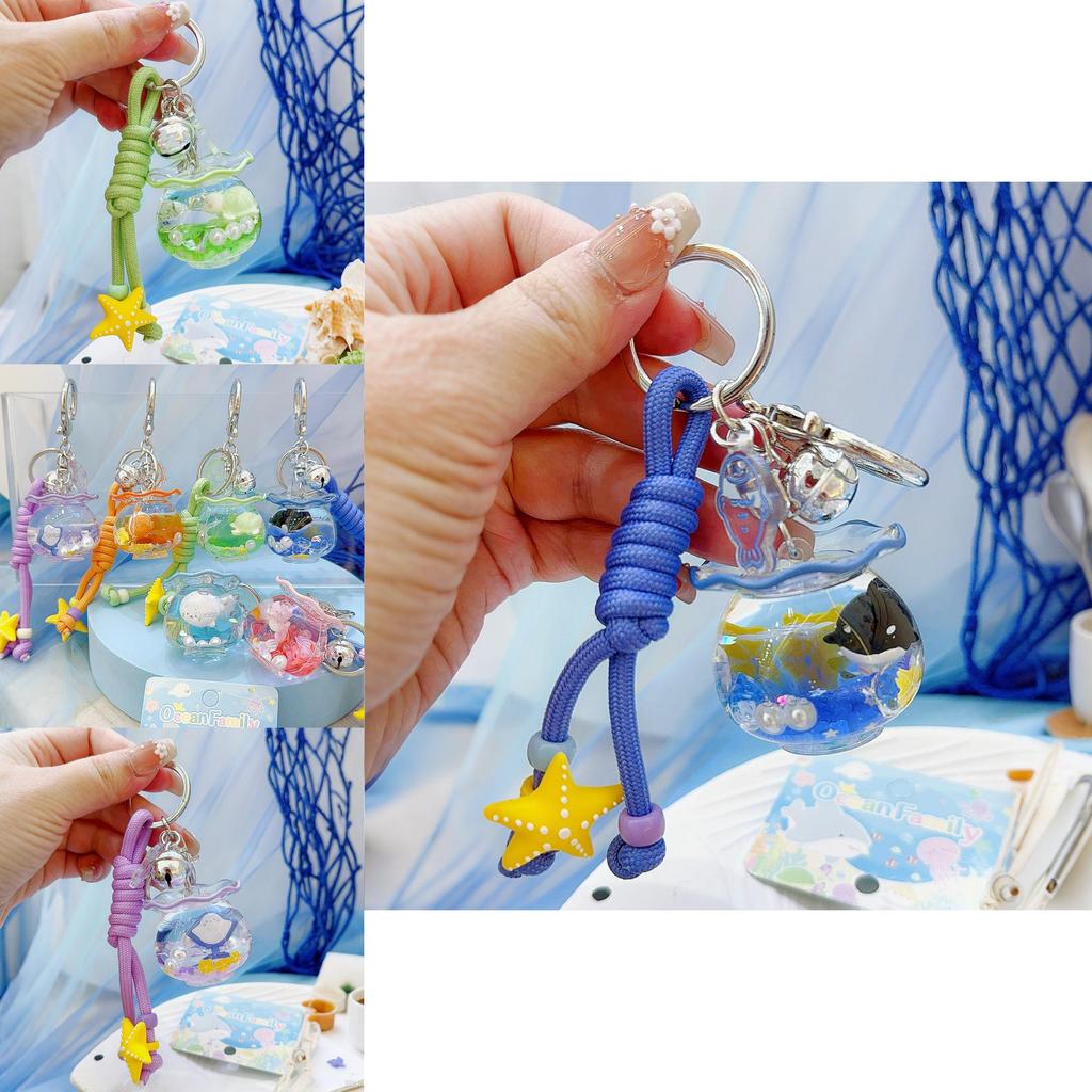 Ozeanfamilie Fischglas Schlüsselanhänger Mit Robben Schildkröten Seepferdchen Design Für Meeresliebhaber