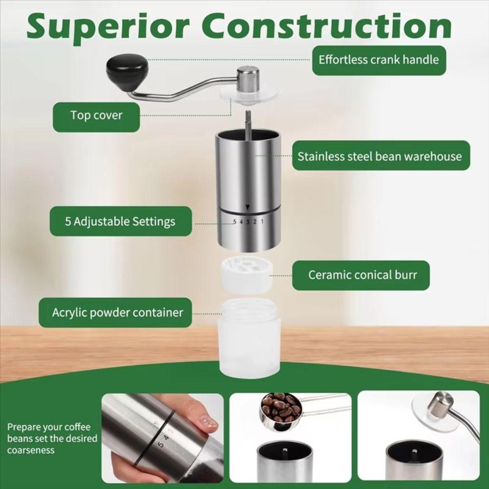 Detachable Coffee Bean Grinder Clear Bin Portable Coffee Grinding Machine  Espresso Preparation