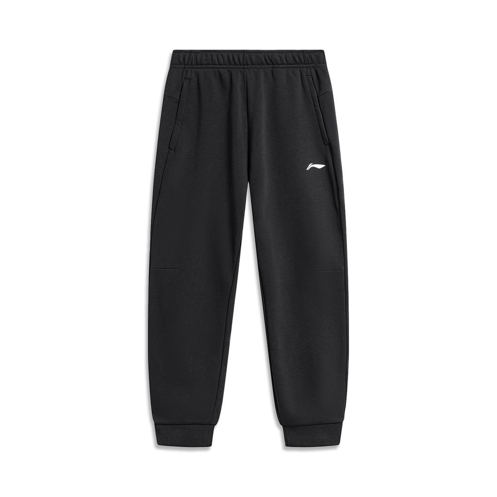 Li Ning Fitness Series Logo Print Cuffed Long Casual Knitted Sports Pants Men Pants Black AKLTC17-1