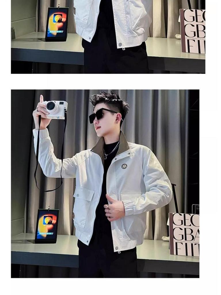 Men's Trendy Stand-Up Collar Workwear Jacket for Spring and Autumn