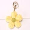 Knitted Keychain Handmade Crochet Flower Keychain Pink Bohemian Bag Charm Car Keys Backpack Accessories