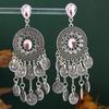 Bohemian Ethnic Tassel Metal Dangle Earrings - Fashion Exotic Ear Jewelry
