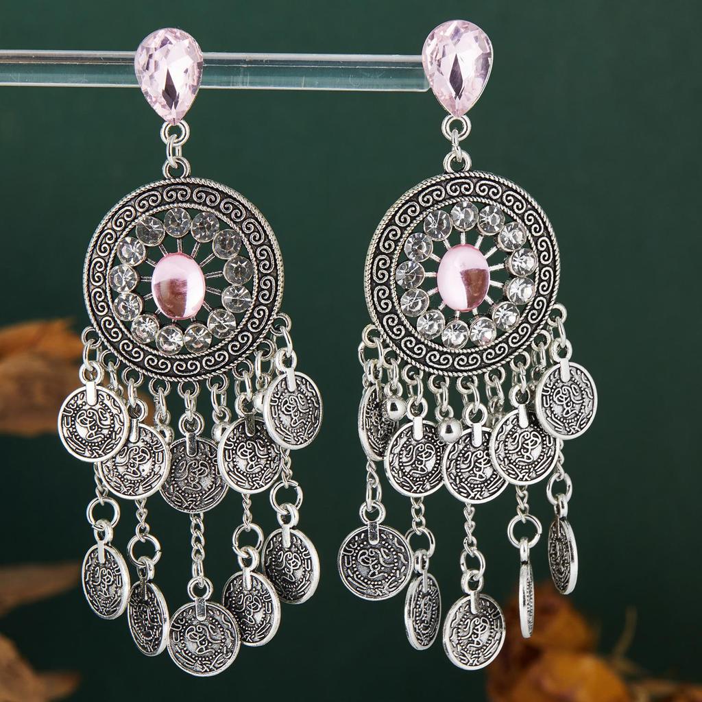Bohemian Ethnic Tassel Metal Dangle Earrings - Fashion Exotic Ear Jewelry
