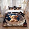 3-teiliges Weihnachtsfest-Geschenk - Niedliches Teddybär Mond Bettwäsche-Set mit einer Bettdecke und zwei Kissenbezügen (Kein Kern) - Heimdeko, Anime Carto