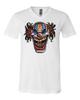 Verrücktes böses Clownsgesicht V-Ausschnitt T-Shirt Gruselige Horror Wahnsinnige Joker Tee