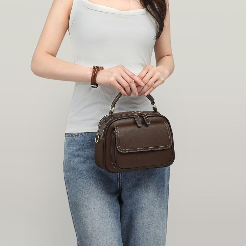 Versatile Retro Women Shoulder Bag PU Leather Large Capacity Messenger Handbag Luxury Cosmetic Bag