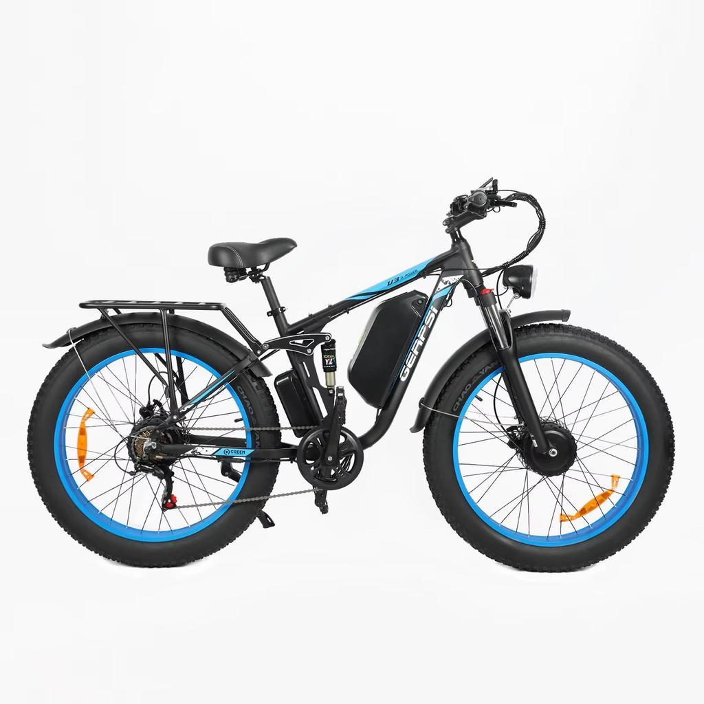 Ebike BLJ DP-2603 3000W Dual Motor 52V 32AH Battery, Front and Rear Shock Absorption, 26-inch Snow Tires, Adult E-Bicycle.