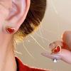 2026 Chinese New Year Red Tide Heart Earrings - Elegant & Trendy Women's Accessories