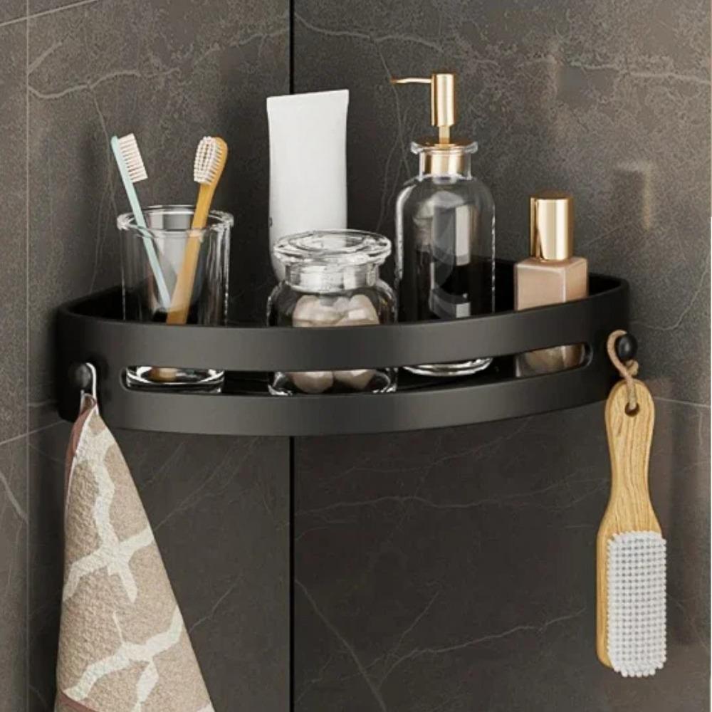 Wall Mounted Corner Storage Rack No Punching Required Shower Room Storage Shelf Waterproof and Rust Proof Toilet Organizer Racks