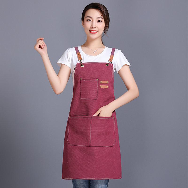 Waterproof Canvas Apron for Baking, Tea Shops, Nail Art, Florists, and Catering with Custom Logo Printing