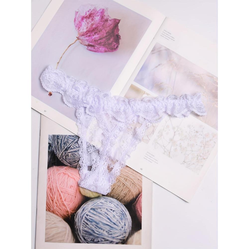 1/7color Women's Sexy Lingerie Thongs G-String Lace Leaves Underwear T-back Panties 1pcs LE2154