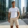 Men's Vintage Cargo Shorts Cotton Mid-Length Straight Leg Casual 5-Inch Inseam Summer Shorts
