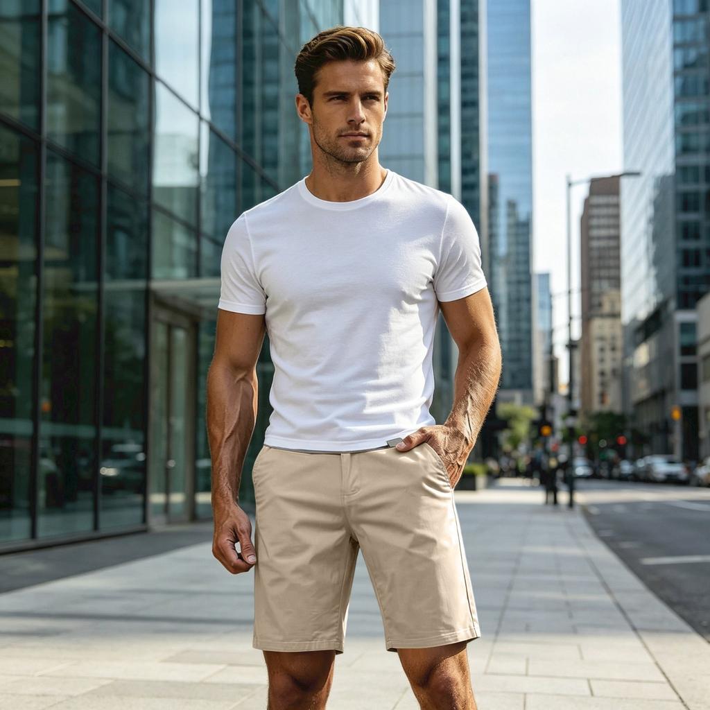 Men's Vintage Cargo Shorts Cotton Mid-Length Straight Leg Casual 5-Inch Inseam Summer Shorts