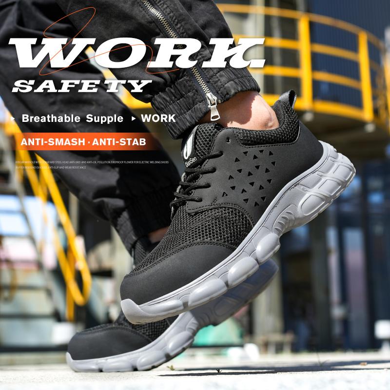 Light Breathable Sneaker Safety Shoes Men For Work Puncture-Proof Protective Male Outside Construction Steel Toe Footwear