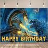 Godzilla Vs King Kong Cartoon Backdrop Banner Monster Clash Adventure Theme Kids Birthday Party Decor Photo Background Supplies