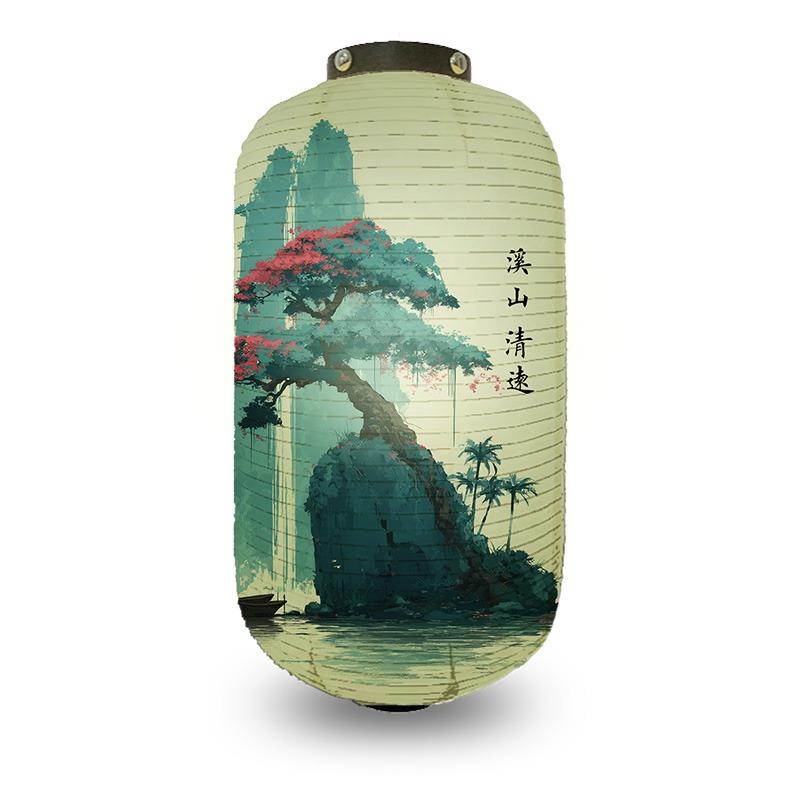Chinese Pine Tree Scenery Pattern Lantern Outdoor Traditional Cylinder Lantern Wedding New Year Festival Decoration Lantern