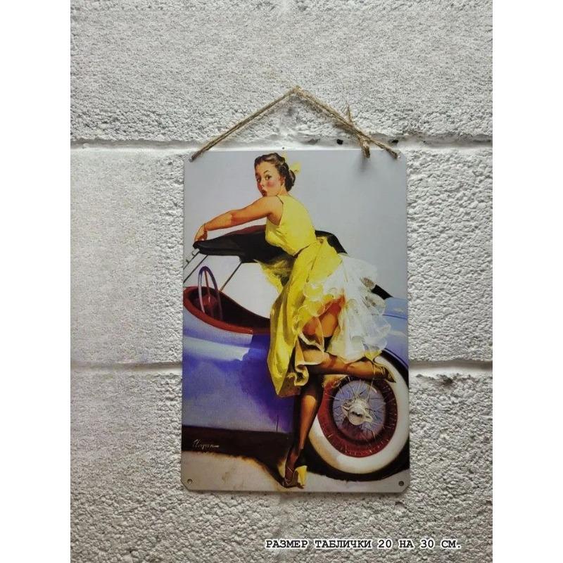 Pin-Up Girl Tin Plates, Garage Workshop Metal Decor 20x30cm