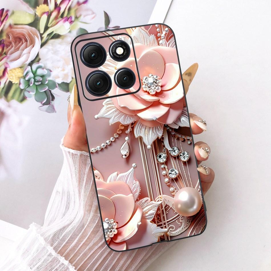 Für Motorola Moto G86 Power Niedliche Blume Schmetterling Katze Bemalte Hülle Für Moto G86 G86Power Schwarzes Silikon Weiche Handyhüllen