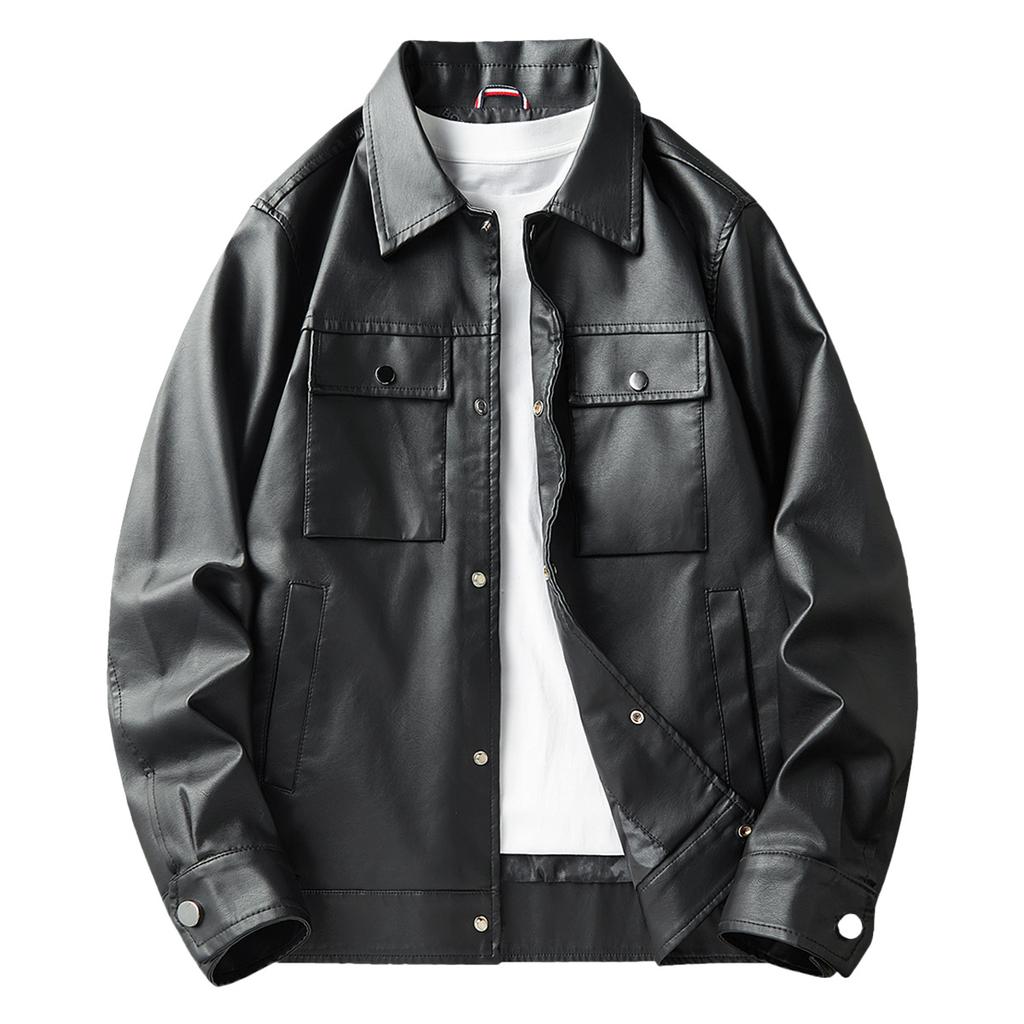 New Trend Jacket Men's Leather Jacket Men's Trend Casual Fashion Versatile Light Luxury Men's Leather Jacket