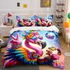 Retro Flamingo Party Decor Set Multiple sizes kid's and adults' bedroom Exquisite 3PC bedding set, gift