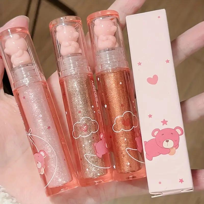 Pearly Glitter Liquid Eyeshadow Stick Long-lasting Lustrous Dewy Finish Light Pink Coral Shade Brightening Skin Tone Face Highlighter Stick